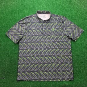 Googan Squad Fishing Performance Polo Shirt Mens Large Geometric All Over Print